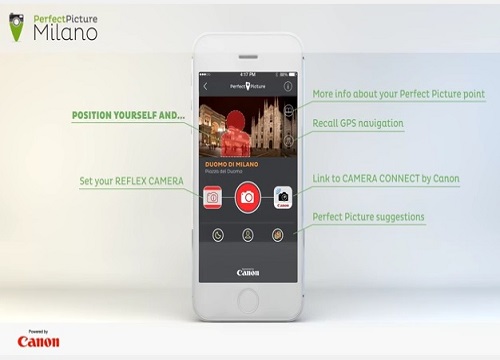 PerfectPicture Milano, con la collaborazione di Canon Italia, Official Imaging Sponsor di Expo, ha messo a punto una app per Apple ed Android. PerfectPicture serve a guidare il milanese o turista in visita in città ed aiutarlo nello scattare le migliori foto ricordo della propria permanenza in quel di Milano. Come si usa PerfectPicture...?