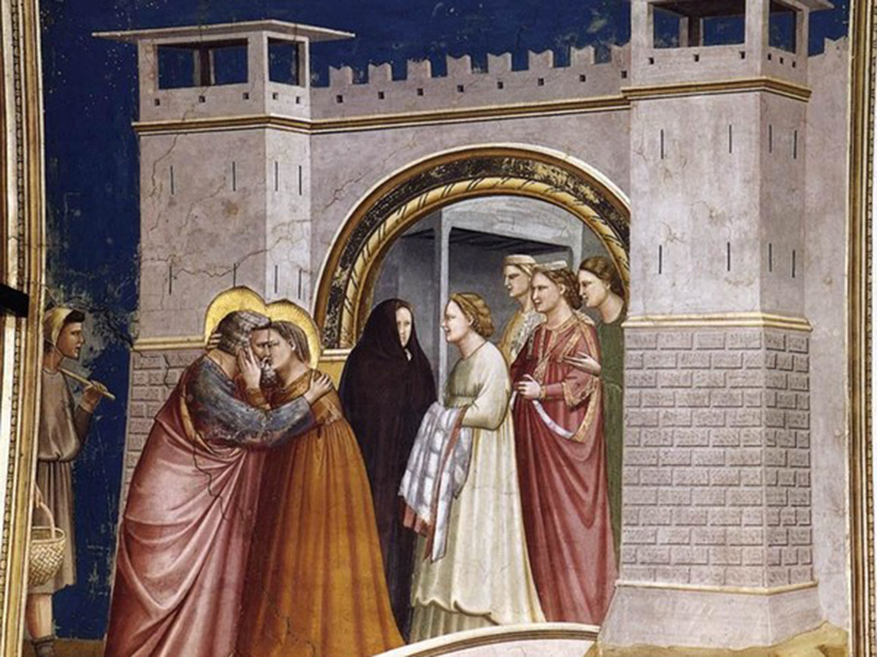 Giotto, Incontro di Anna e Gioacchino alla Porta d'Oro, 1305. Cappella degli Scrovegni, Padova