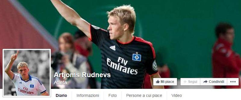 La pagina Facebook di Artjoms Rudņevs