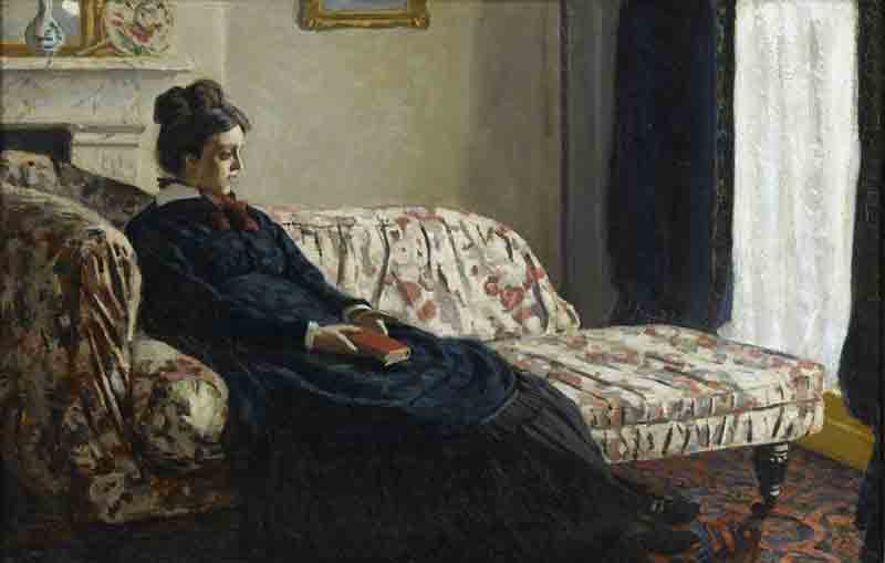 17. Claude Monet, Meditazione. La signora Monet sul divano (1871 circa) olio su tela; 48,2x74,5 cm Parigi, Musée d’Orsay