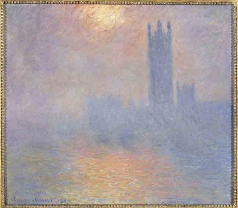 38. Claude Monet, Londra, il Parlamento, effetto di sole nella nebbia (1904) olio su tela; 81,5x92,5 cm Parigi, Musée d’Orsay