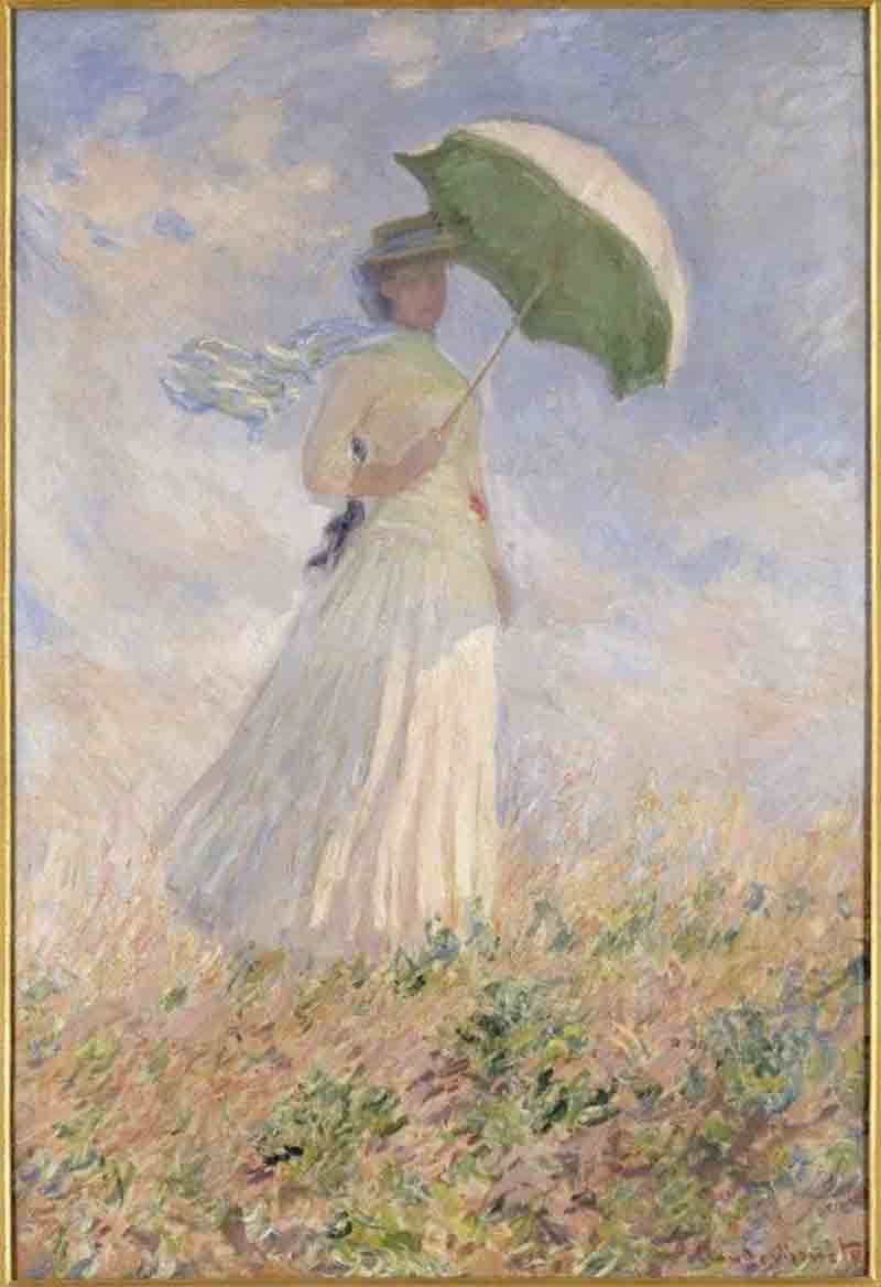 35. Claude Monet, Studio di figura en plein air: donna con parasole girata verso destra (1886) olio su tela; 130,5x89,3 cm Parigi, Musée d’Orsay