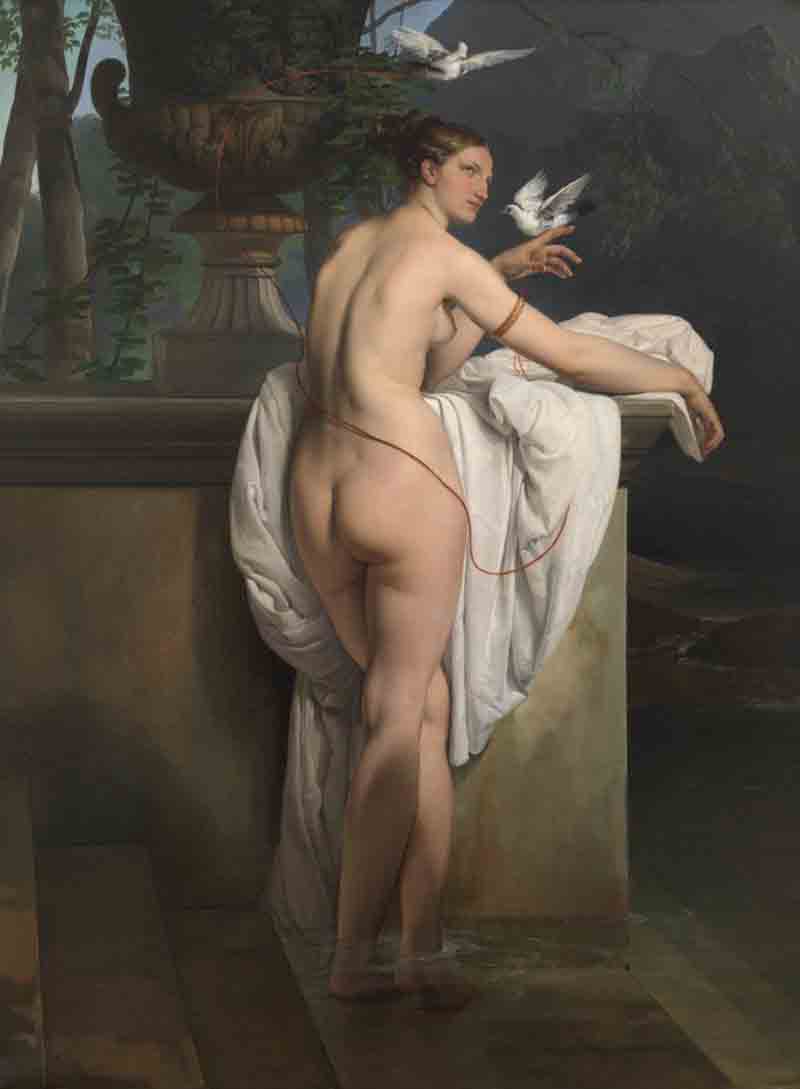 Francesco Hayez 08 Venere che scherza con due colombe (Ritratto della ballerina Carlotta Chabert), 1830 olio su tela, cm 183 x 137 Mart, Museo di arte moderna e contemporanea di Trento e Rovereto. Deposito Fondazione Cassa di Risparmio di Trento e Rovereto © MART – Archivio fotografico e Mediateca