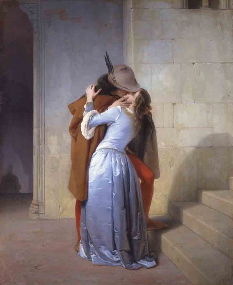 Francesco Hayez 21 Il bacio. Episodio della giovinezza. Costumi del secolo XIV, 1859 olio su tela, cm 112 x 88 Milano, Pinacoteca di Brera