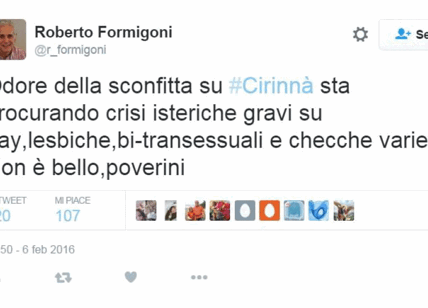 "Crisi isteriche su checche varie". Il caso del tweet di Formigoni