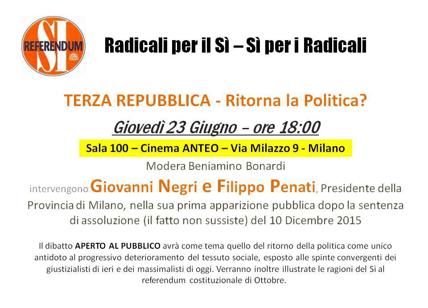 Milano, "Terza Repubblica, ritorna la politica?"