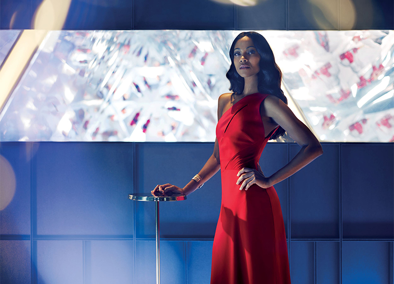 Lead protagonist Mia Parc, played by Zoe Saldana, in The Legend of Red Hand short movie for Campari ape