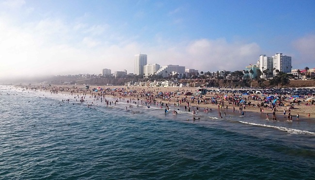 La spiaggia di Santa Monica dove fu girata la famosa serie tv Baywatch. Foto Grigore Scutari