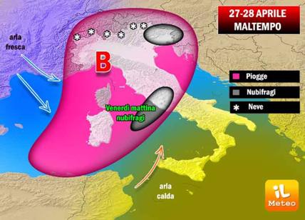 Previsioni meteo: ancora due giorni di maltempo, con neve e anche nubifragi