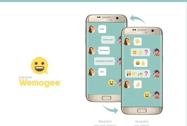 Samsung Wemogee, prima app gratuita di instant messaging per dispositivi Android e iOS per pazienti colpiti da afasia, entra nelle 25 migliori app 2017 di Time. Samsung Wemogee, prima app gratuita di instant messaging per dispositivi Android e iOS per pazienti colpiti da afasia, entra nelle 25 migliori app 2017 di Time.