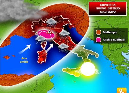 Previsioni meteo, giovedì 15 maltempo al Centro Nord, poi Burian