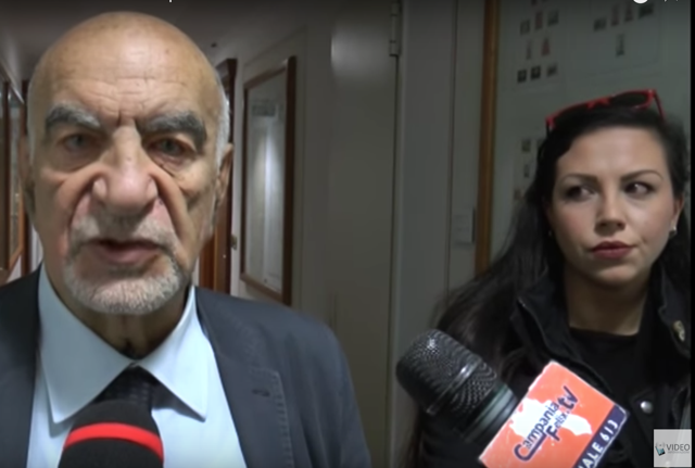 Bruno Esposito, storico dirigente della destra napoletana ed Emmanuela Florino, candidata alla Camera dei Deputati per CasaPound