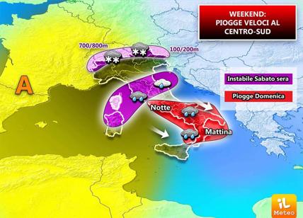 Previsioni meteo, nel weekend piogge veloci al Centro-Sud