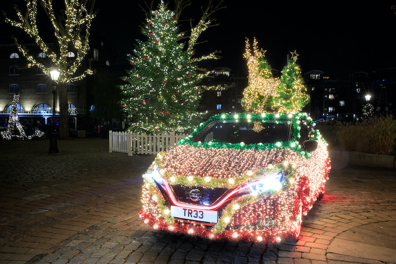 (2) Introducing the Nissan (Christmas) TREE, a festive display that is powered by the Nissan LEAF’s own regenerative energy.