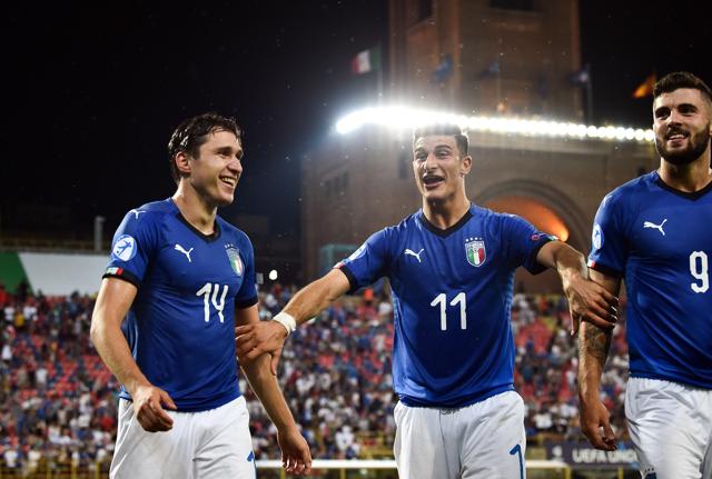 Federico Chiesa, Riccardo Orsolini e Patrick Cutrone (foto Lapresse)