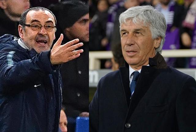 Sarri e Gasperini (foto Lapresse)