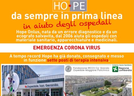 Coronavirus,Hope Onlus importa a tempo di record 16 posti di terapia intensiva