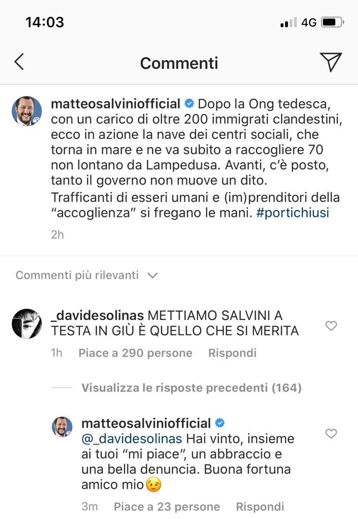 salvini minacce