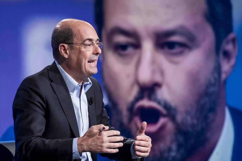 ZINGARETTI - SALVINI (foto Lapresse)