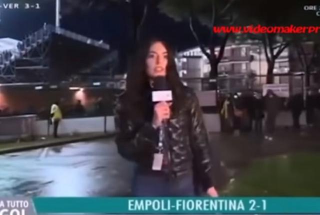 Greta Beccaglia all'uscita dallo stadio dopo Empoli-Fiorentina