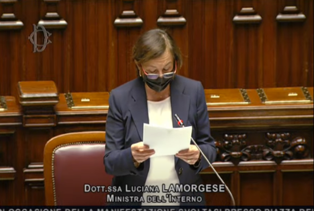 Luciana Lamorgese, informativa alla Camera 19 ottobre 2021