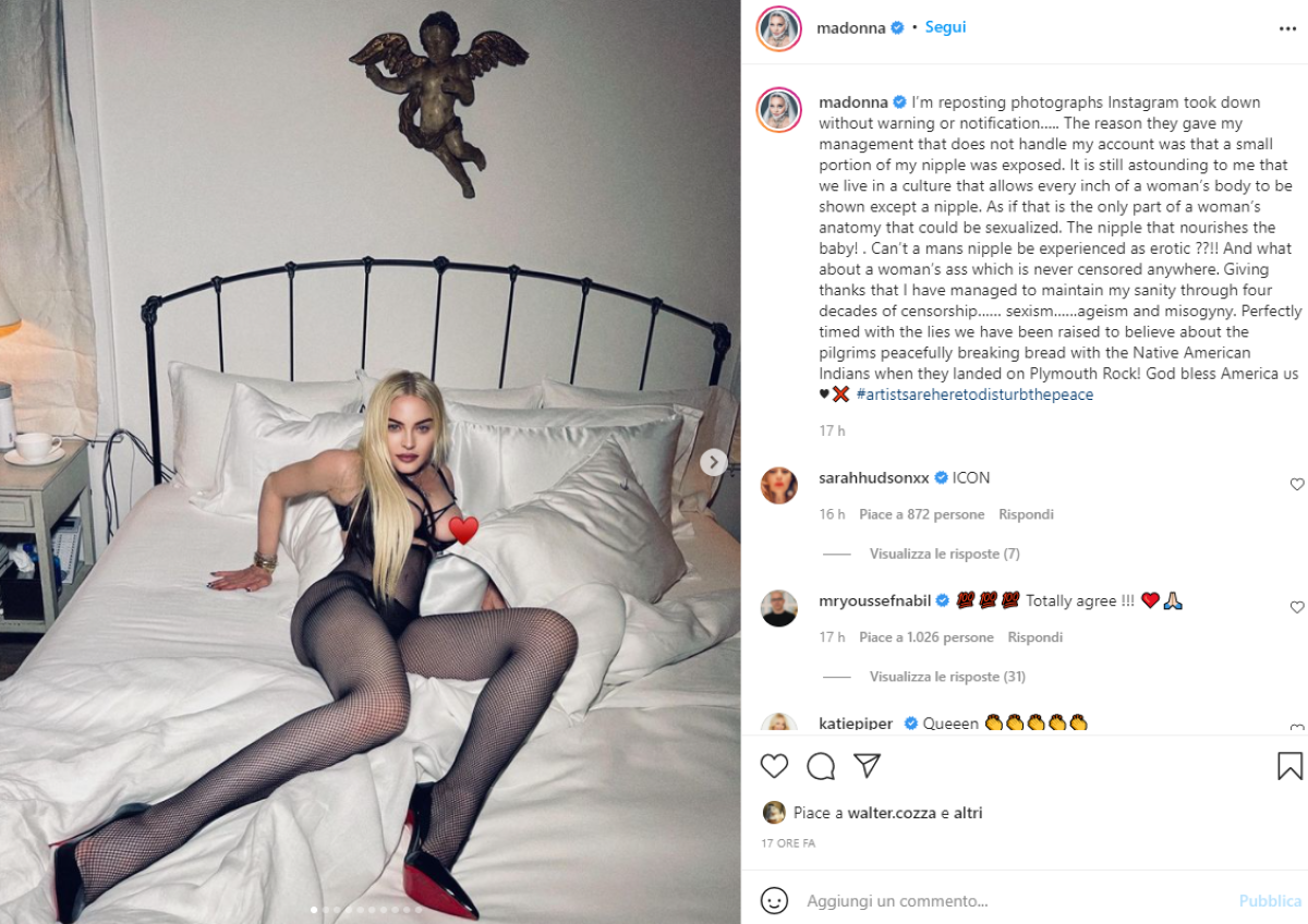 Madonna censurata da instagram
