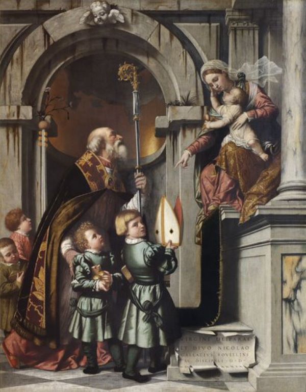 Moretto  San Nicola di Bari persenta gli allievi..., 1539