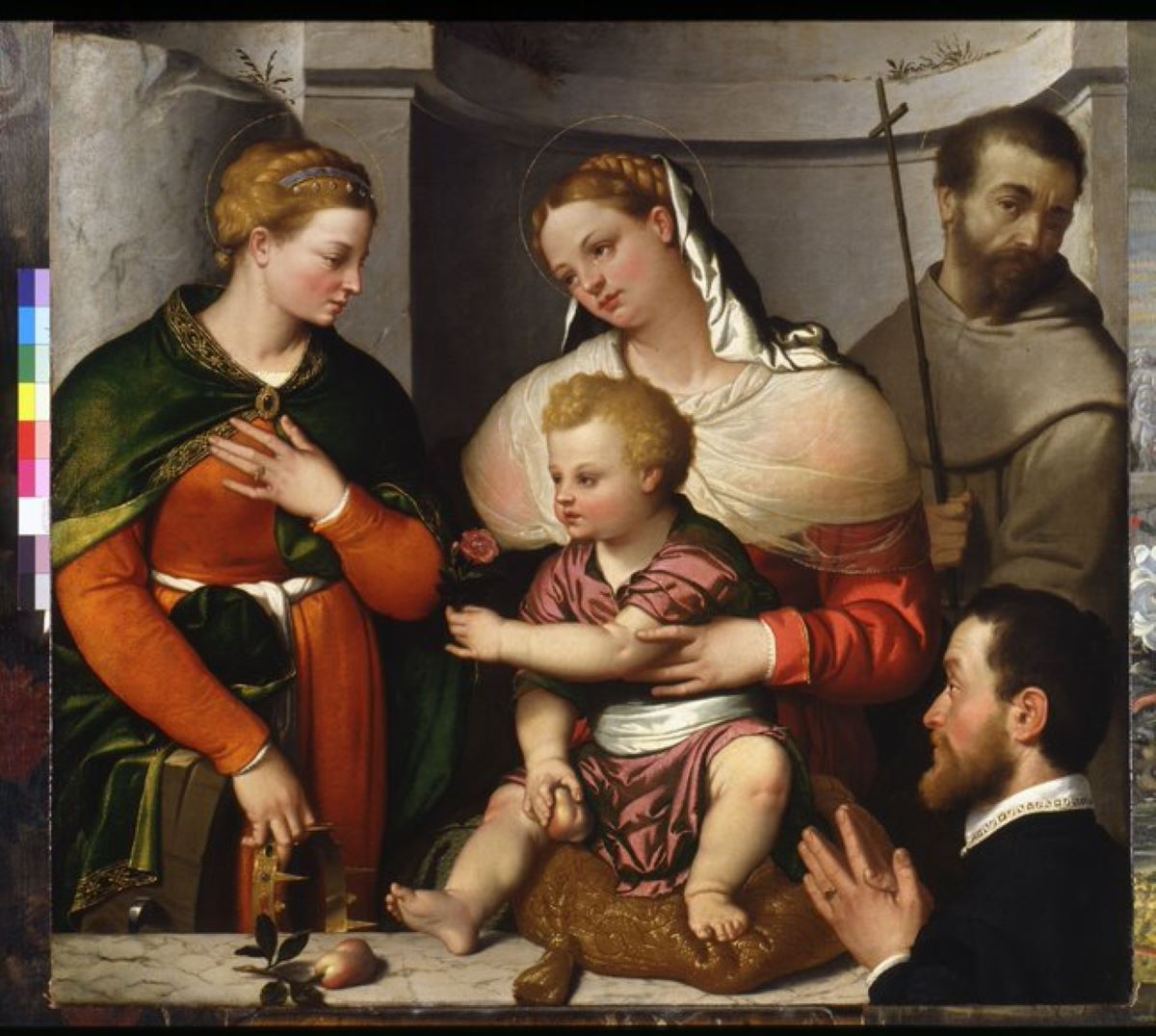 Moroni   Madonna con bambino e i Santi Caterina,  Francesco e l'offerente, 1550 circa