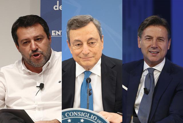 Matteo Salvini, Mario Draghi, Giuseppe Conte, 