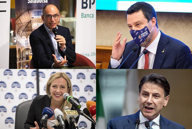 Salvini, Letta, Conte, Meloni Lapresse