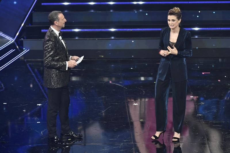 Cristiana Girelli e Amadeus - Sanremo 2021 (Lapresse)