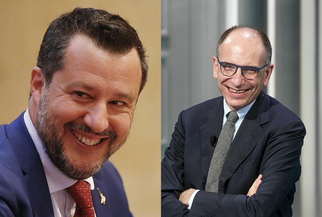 Matteo Salvini Enrico Letta  Lapresse