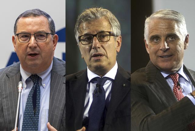 Giuseppe Castagna (Bpm), Giampiero Maioli (Credit Agricole), Andrea Orcel (Unicredit)  (Fonte immagine: Imagoeconomica)