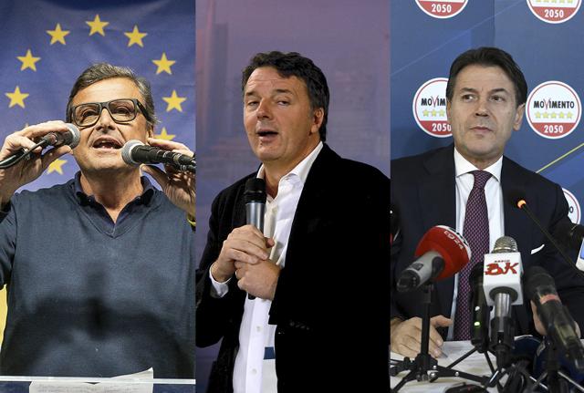 Carlo Calenda, Matteo Renzi e Giuseppe Conte