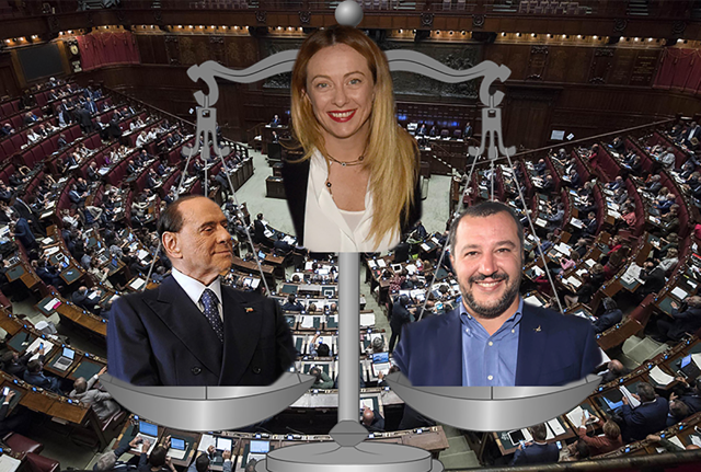 Silvio Berlusconi, Giorgia Meloni e Matteo Salvini  