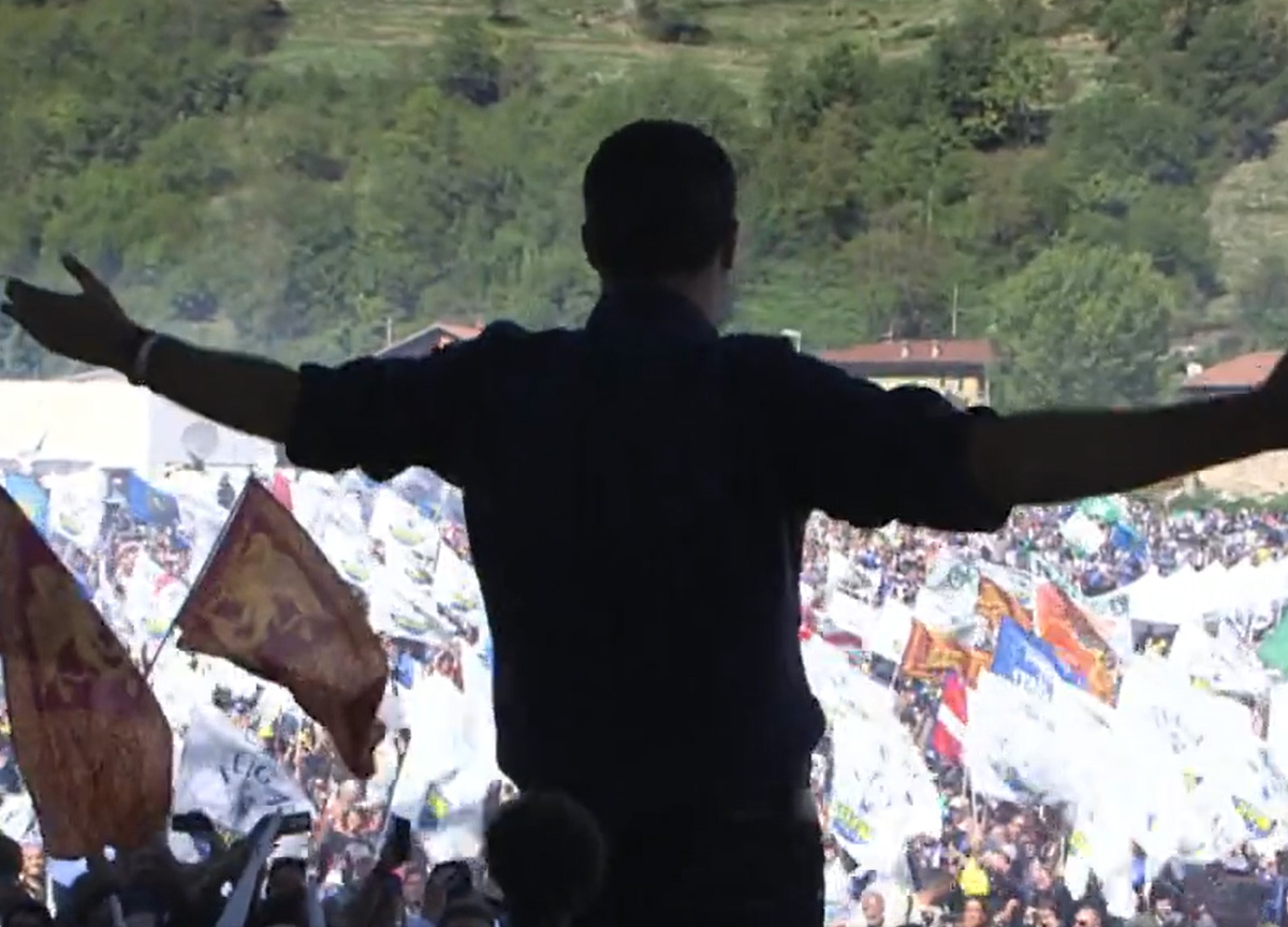 Matteo Salvini comizio a Pontida