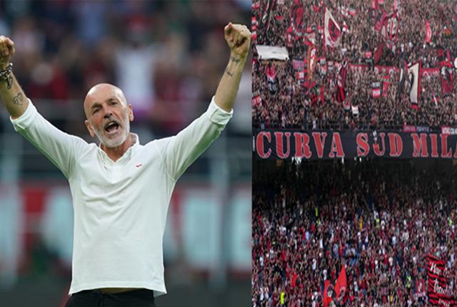 Pioli - Curva Milan (foto Lapresse)