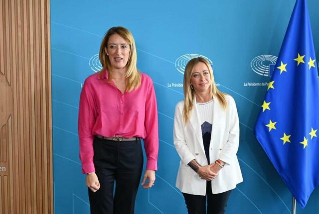 Roberta Metsola e Giorgia Meloni