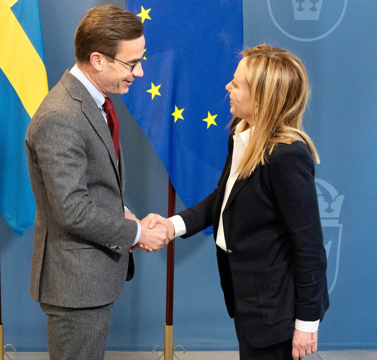 Giorgia Meloni e il primo ministro svedese Kristersson