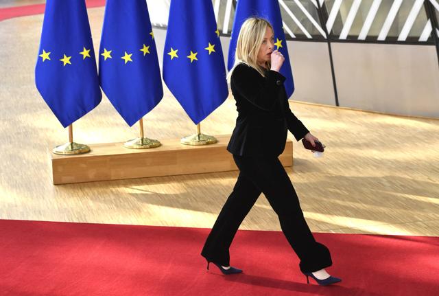 Gorgia Meloni arriva al Eu Summit a Bruxelles