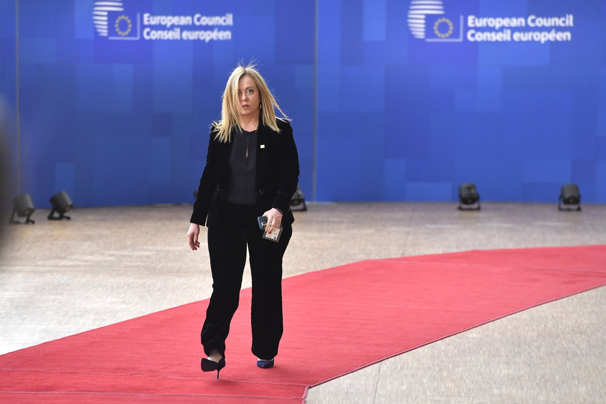 Gorgia Meloni arriva al Eu Summit a Bruxelles