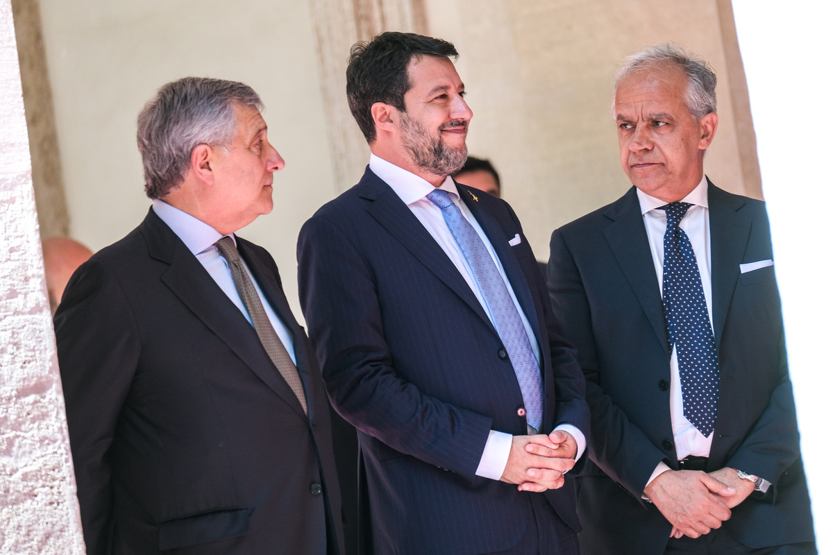 Antonio Tajani, Matteo Salvini e Matteo Piantedosi