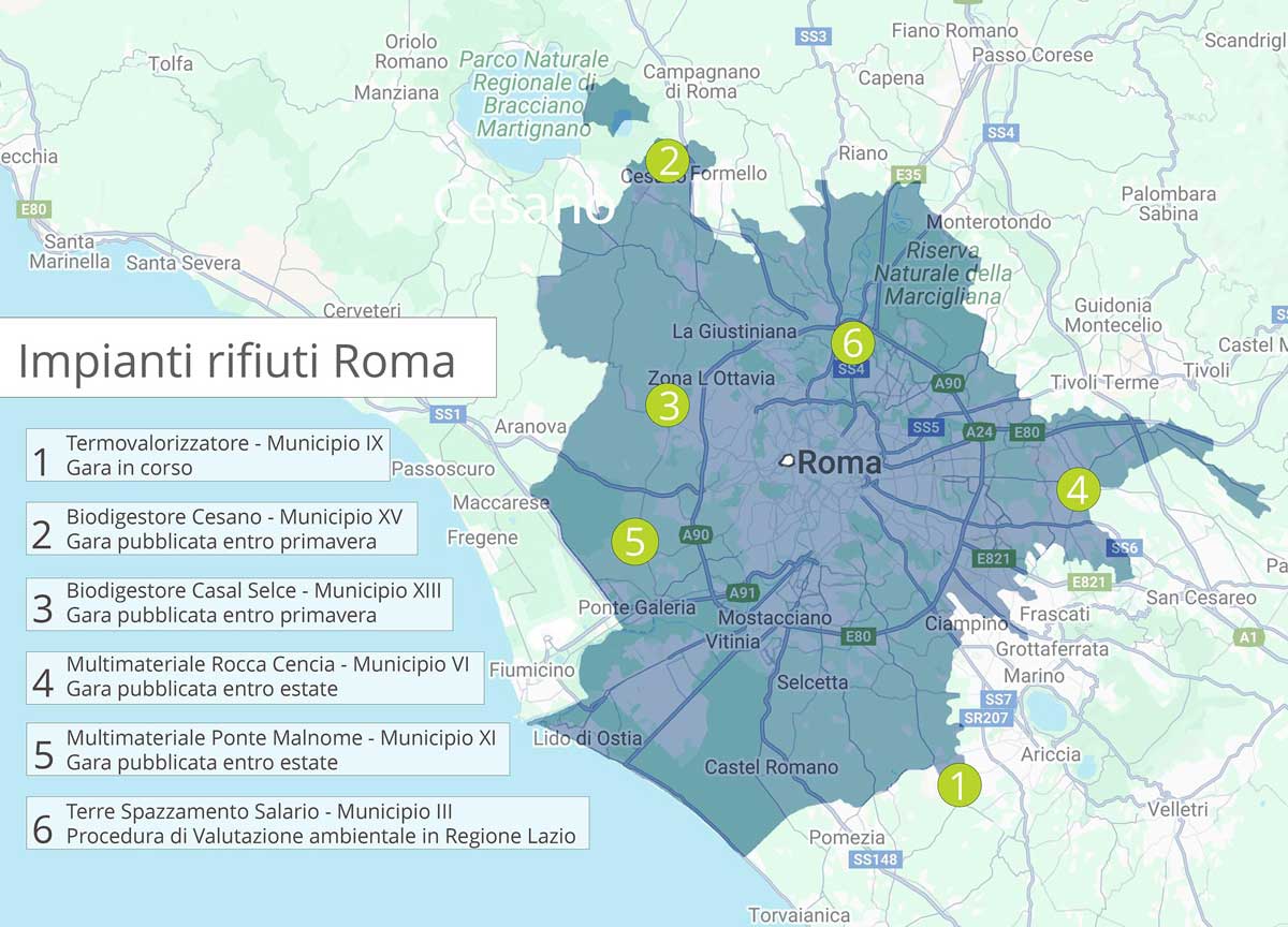 4832816 rifiuti i 6 principali impianti di roma distribuiti ai 4 punti cardinali della citta foto
