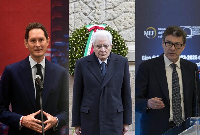 John Elkann, Sergio  Mattarella e Giancarlo  Giorgetti