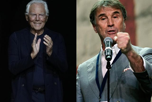 Giorgio Armani - Brunello Cucinelli (foto Lapresse)