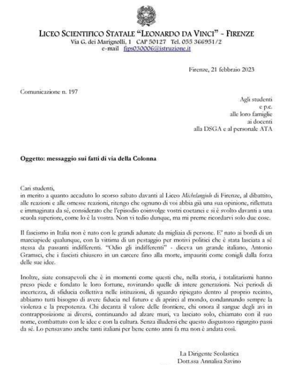 Lettera della preside