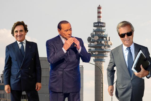 Mediaset, Urbano Cairo, Silvio Berlusconi e Vincent Bolloré