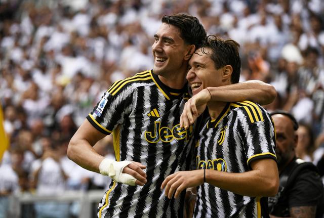 Federico Chiesa e Dusan Vlahovic (foto Lapresse)