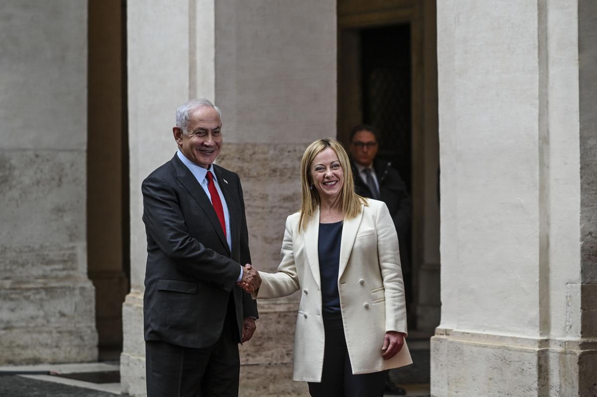 Giorgia Meloni incontra a Roma  il premier israeliano Benjamin Netanyahu