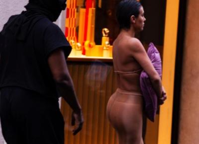 Kanye West e Bianca Censori in nude look Shopping a Milano
